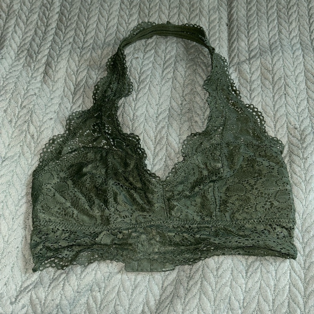 Dark green halter bralette